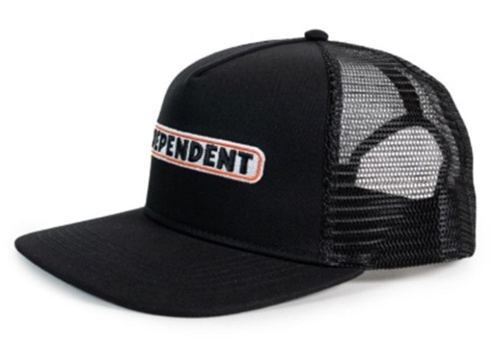 Independent Bar Flat Brim Trucker Cap in black