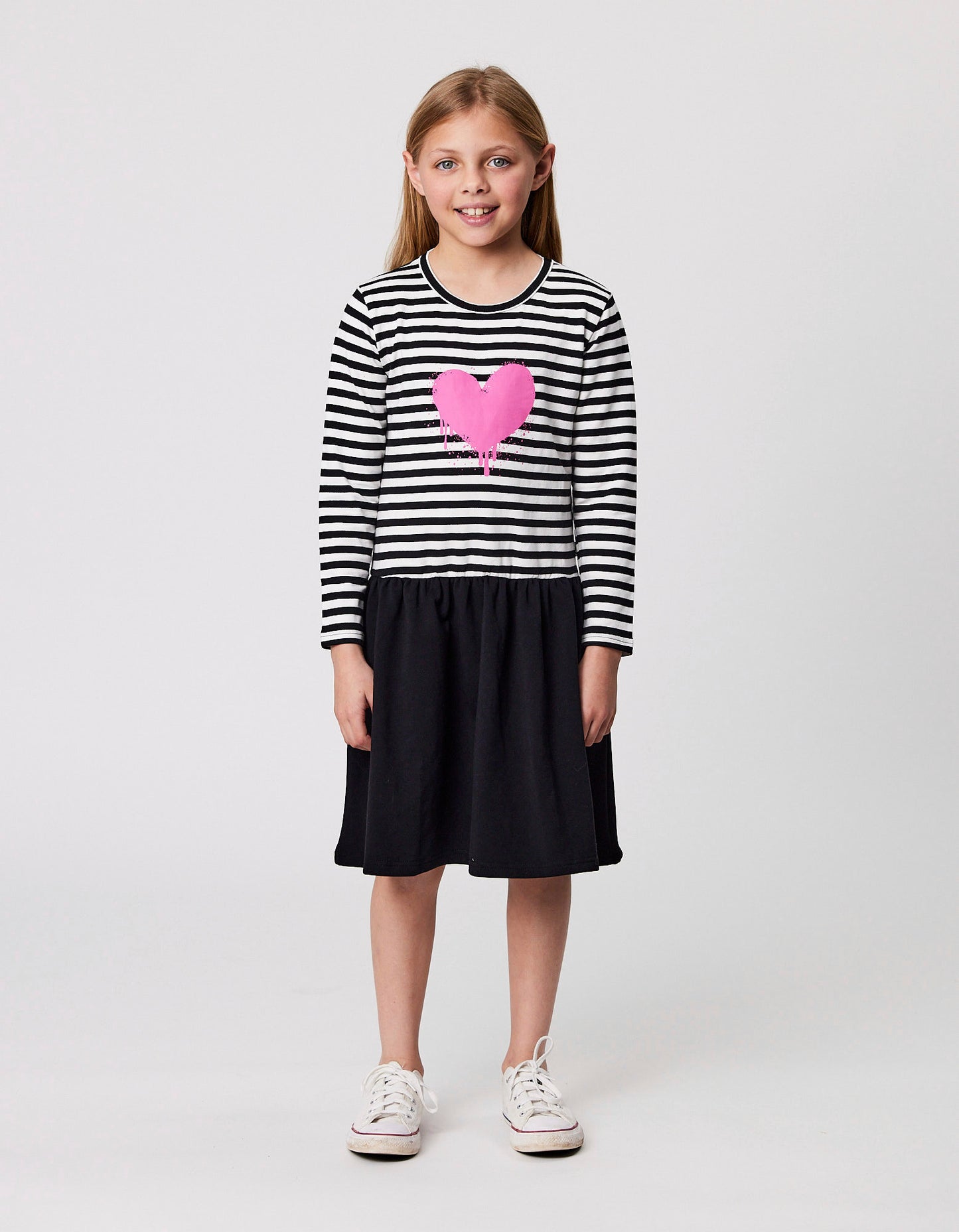 Kissed By Radicool Heartbreaker Sophia Dress in black, white and pink