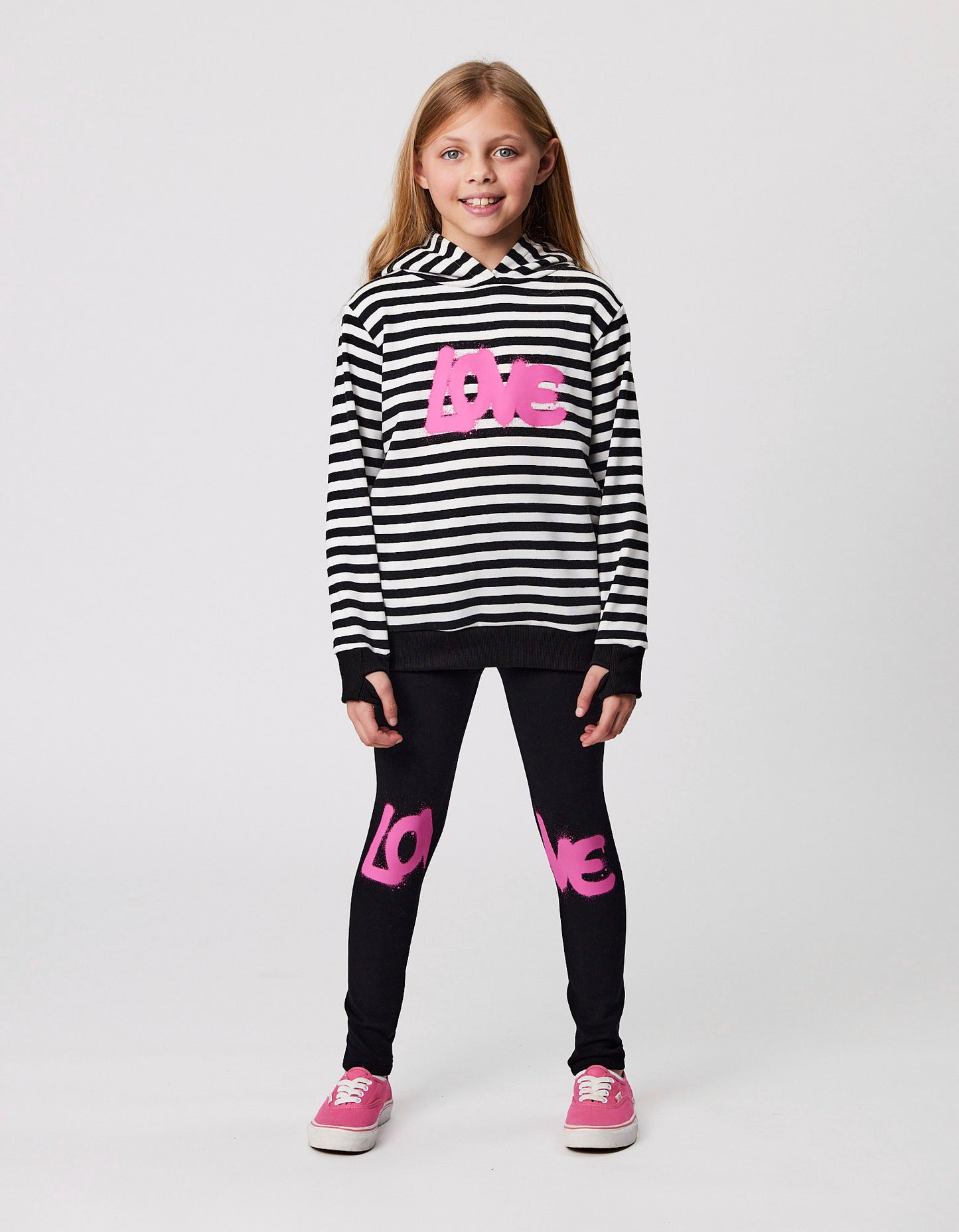 Kissed By Radicool Love Graffiti Legging in black with pink printing