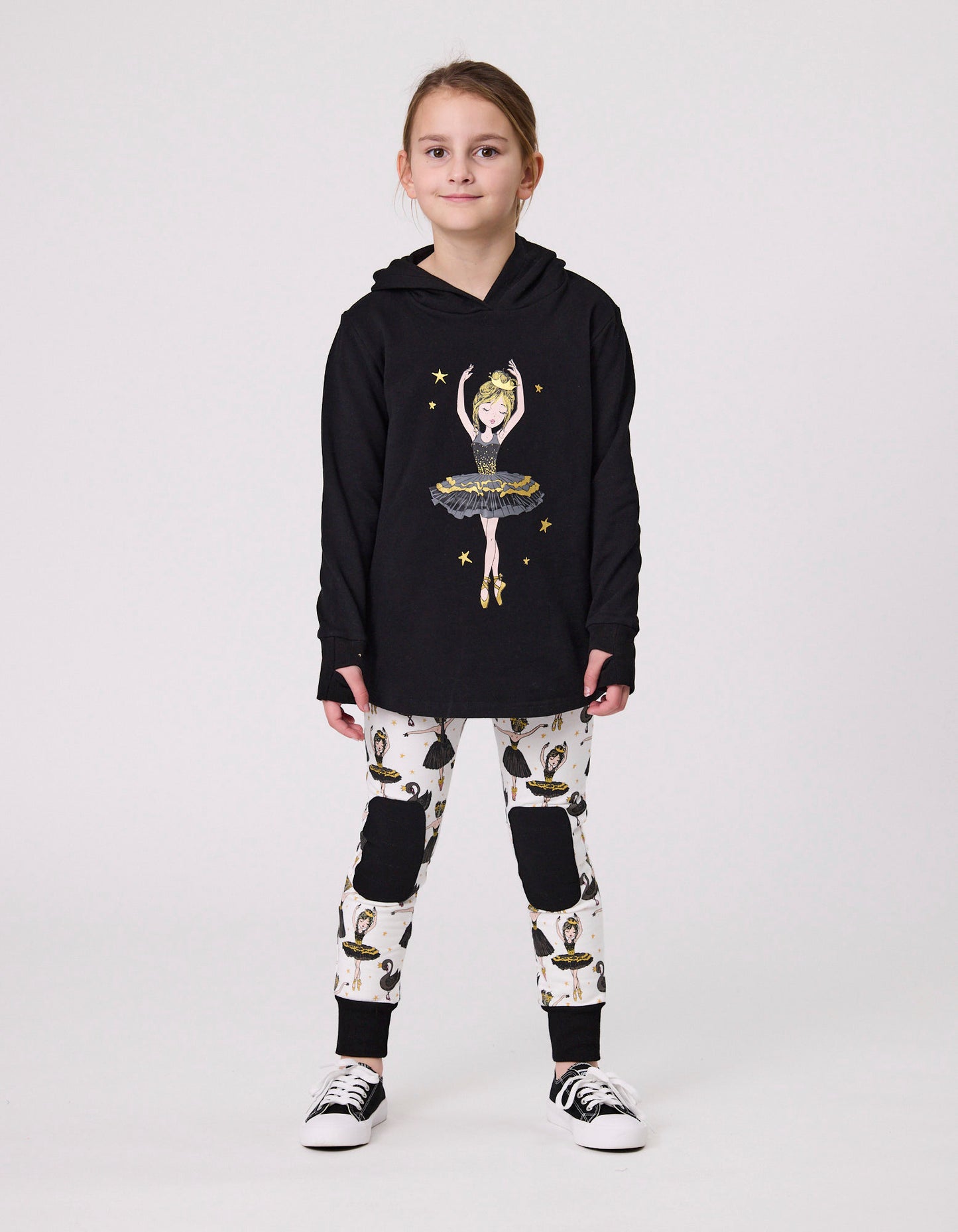 Kissed By Radicool Pirouette Hoodie in black from front