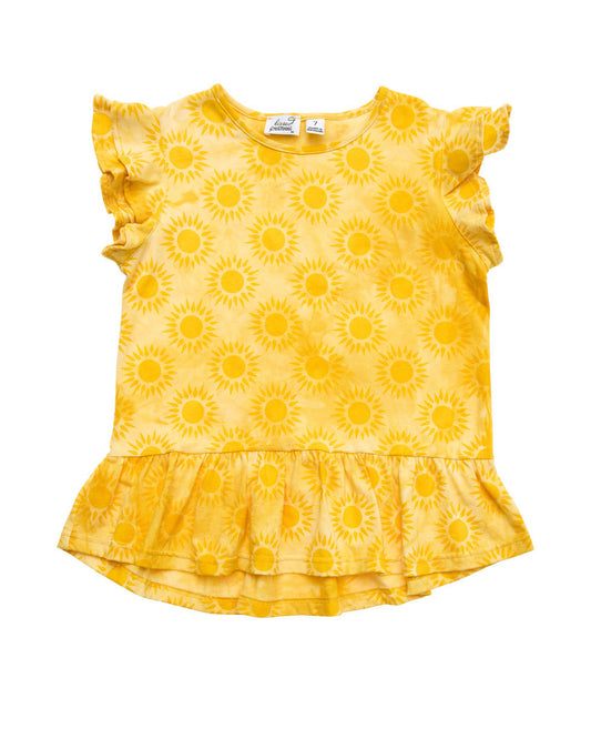 Kissed By Radicool Summer Sleeveless Frill Dress in yellow form front
