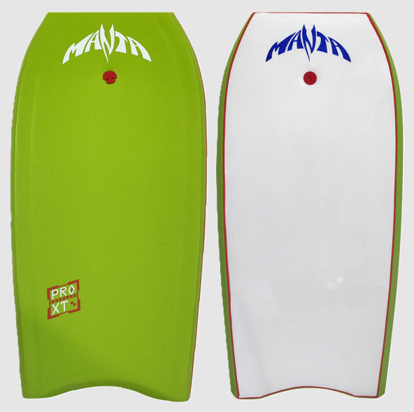 Manta Pro XT 46" PE Bodyboard in lime green with white slick on bottom