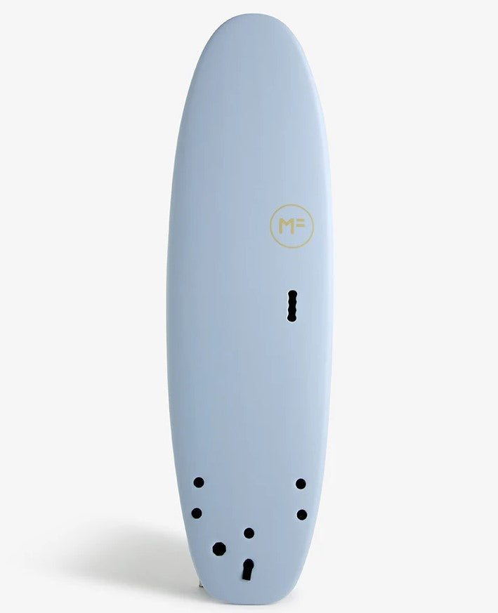 Mick Fanning 7'0 Beastie Supersoft Softboard in sky blue colourway showing deck