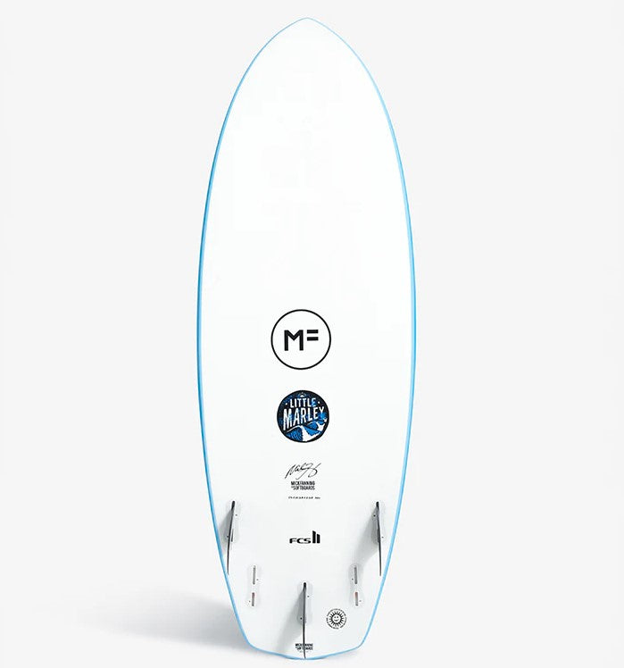 Mick Fanning Little Marley 5'10 Epoxy Lam Softboard showing white bottom