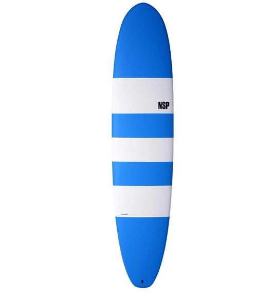 NSP Elements 10' HDT Epoxy Longboard with blue and white stripes