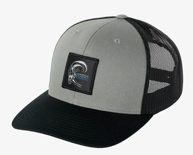 O'Neill CS Trucker Cap in black with grey crown and black sewn on patch