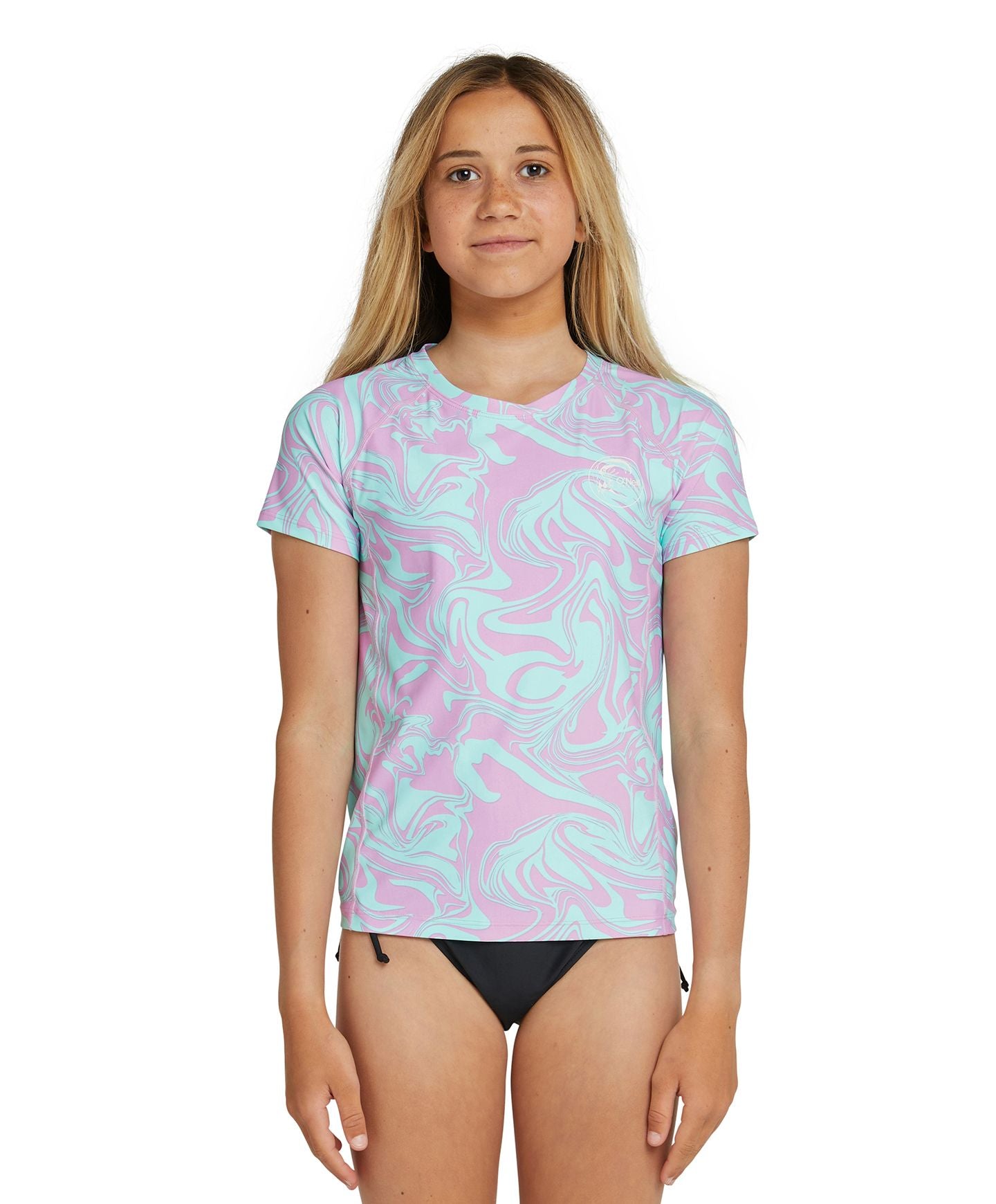 O'Neill Girls Bahia UV SS Rash Tee in laid back twist colourway