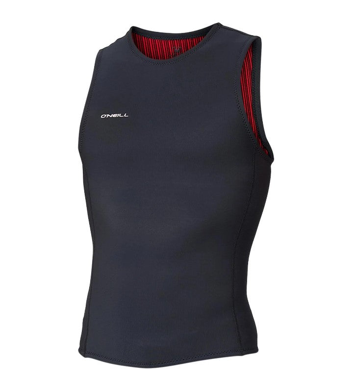 O'Neill Hyperfire No Sleeve 1mm Wetsuit Vest in black from front showing some of the firewall lining