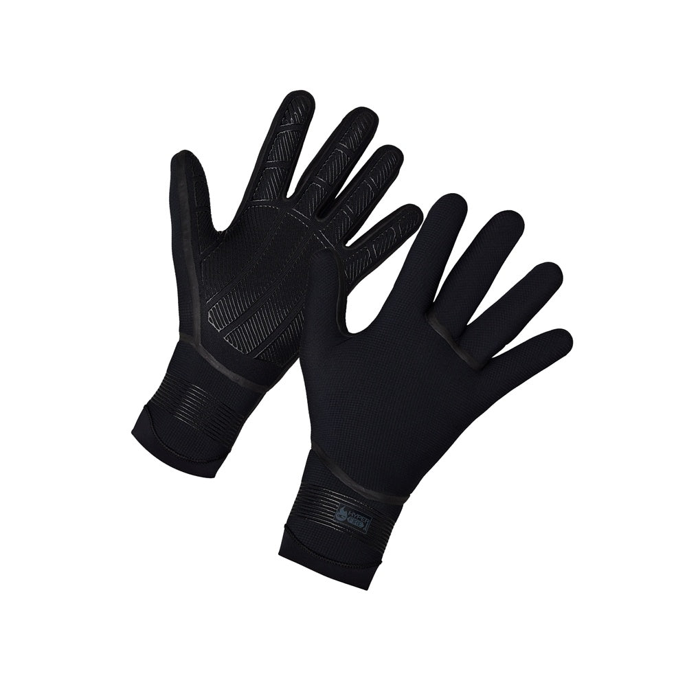 Oneill Hyperfire 3mm Wetsuit glove in black showing top and bottom