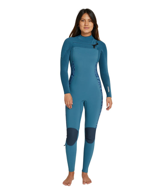 O'Neill Womens Hyperfreak 3/2+ CZ Wetsuit on model in blue haze colourway