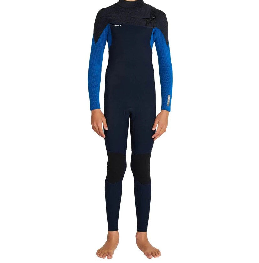 O'Neill Youth 4/3mm Hyperfreak Wetsuit in abyss, black and ultramarine colours