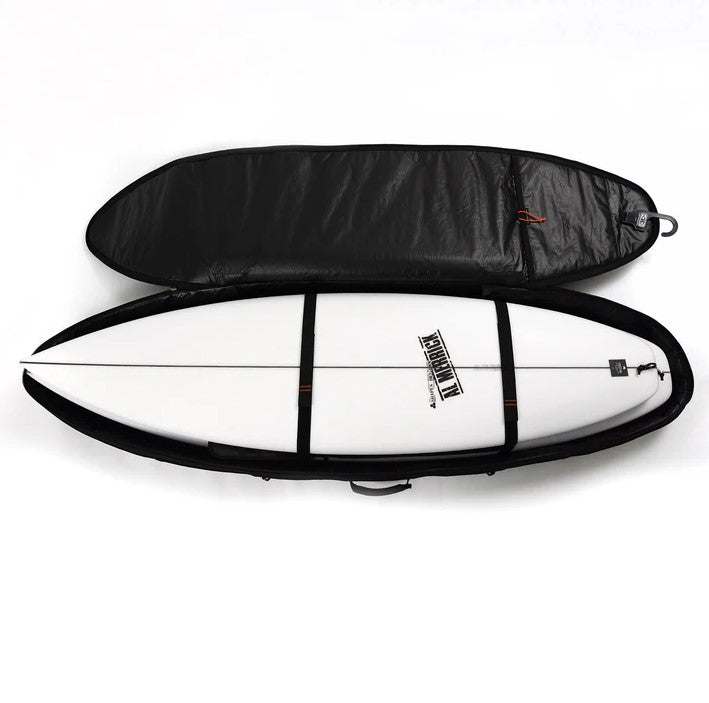 Ocean and Earth HYPA 6'4 Two Shortboard Travel Cover showing the inside with surfboards in the bag