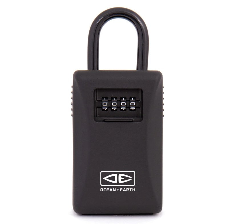 Ocean and Earth Key Vault Lock in black with white background