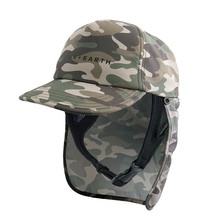 O & E Bingin Lightweight Legionnaire Surf Cap in camo