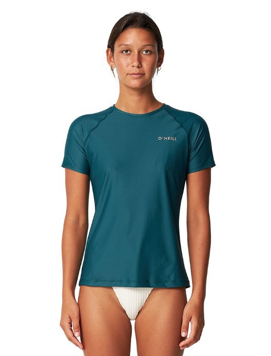 O'Neill Salina SS UV Tee Womens Rash Top in deep teal colourway