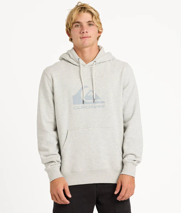 Quiksilver Mens Comp Logo Men's Hoodie in light grey heather on model from front