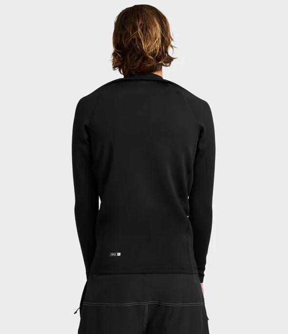 Quiksilver Everyday Heat Long Sleeve Thermal Rash Top in black on model from rear