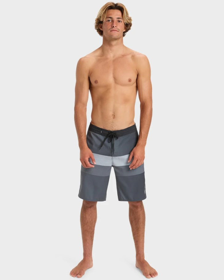 Quiksilver Everyday Padang Boardshorts in black and grey stripes from front on model