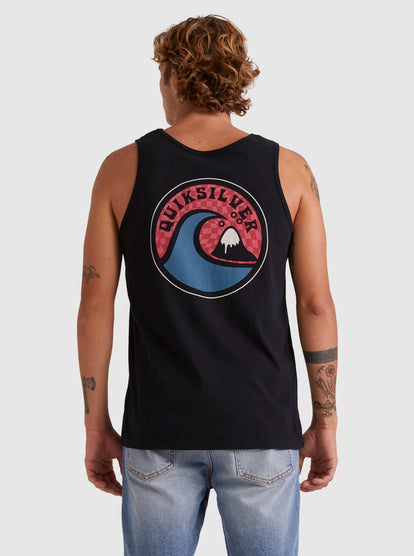 Quiksilver Feeling The Vibe Tank in black from back on McKenzie Bowden