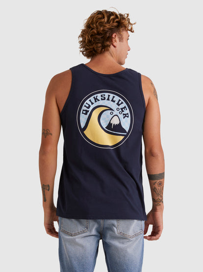 Quiksilver Feeling The Vibe Tank in navy blazer from back on McKenzie Bowden
