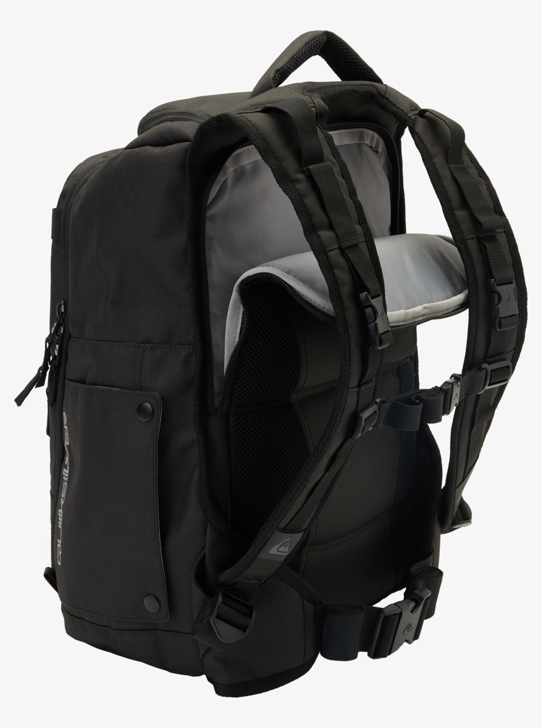 Quiksilver Grenade 32 L Large Premium Backpack in black with computer sleeve opened