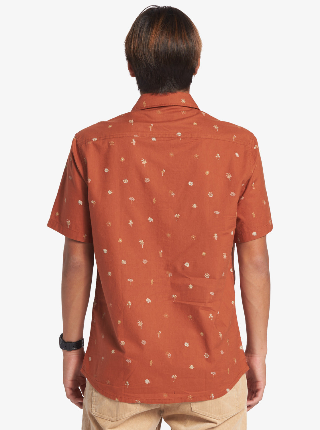 Quiksilver Heat Wave Short Sleeve Shirt in baked clay from rear