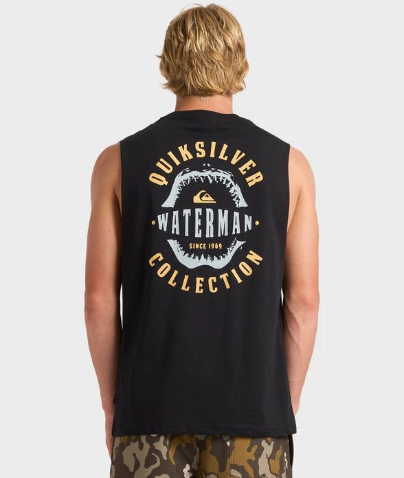 Quiksilver Waterman Heavy Hooks Muscle Topin black from rear