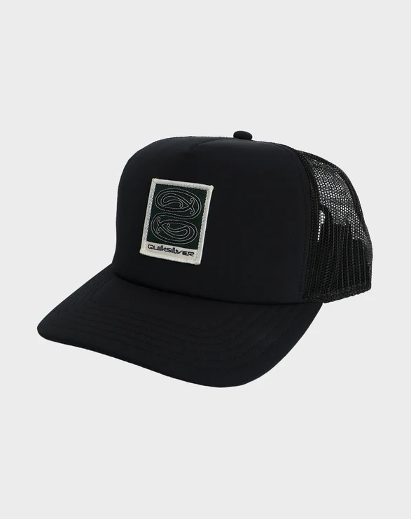 Quiksilver Tai Kehu Tuna-Heke Trucker Cap in black from the frontside view