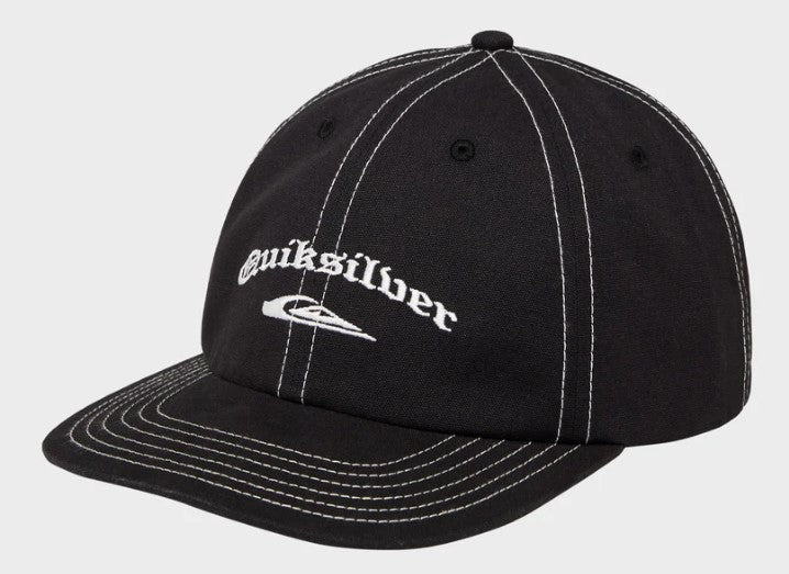 Quiksilver Drifter 6 Panel Mercury Cap in black with white contrast stitching