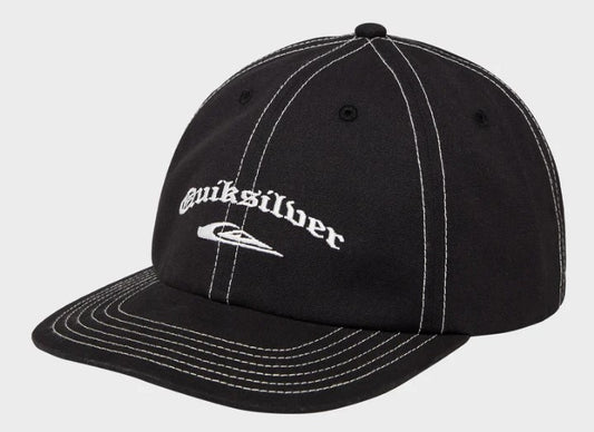 Quiksilver Drifter 6 Panel Mercury Cap in black with white contrast stitching