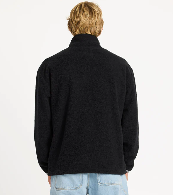 Quiksilver Mercury Panel Men's Polar Fleece in black on model from rear