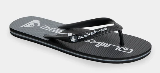 Quiksilver Moncata Jandals in grey/grey/black colourway showing right jandal from front