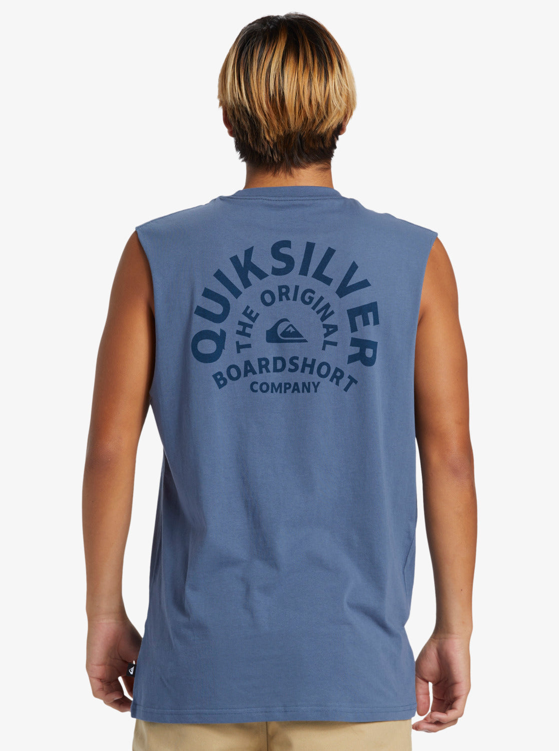 Quiksilver On Target Muscle Top in vintage indigo from rear