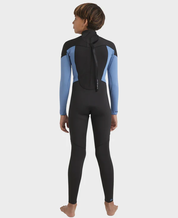 Quiksilver Prologue 3/2 BZ GBS Boys Wetsuit in black and cloud blue from rear
