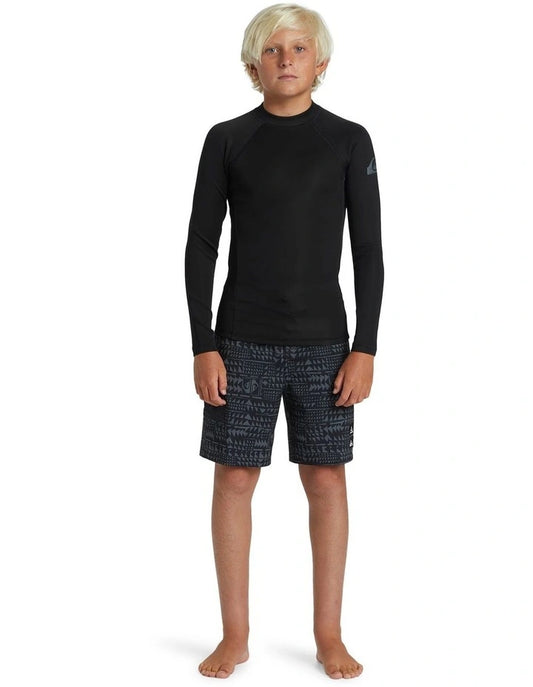 Quiksilver Everyday Heat Boys LS Thermal Rash Top Black Colourway Front View