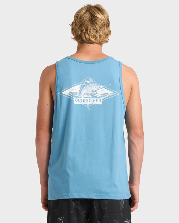 Quiksilver Rough Seas Tank in airforce blue from rear