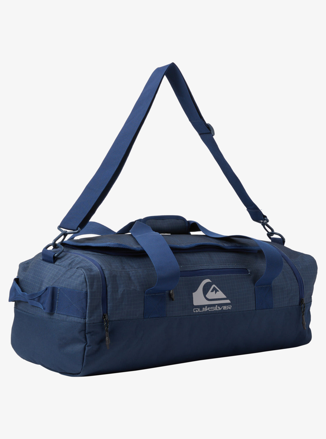 Quiksilver Shelter Duffle Bag in naval academy blue colourway from angle shot