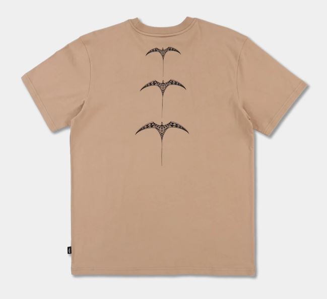 Quiksilver Tai Kehu Manu T-Shirt in light khaki from the back