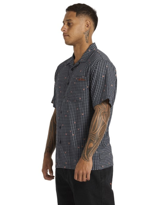 Quiksilver Tai Kehu Woven Short Sleeve Shirt in black from side