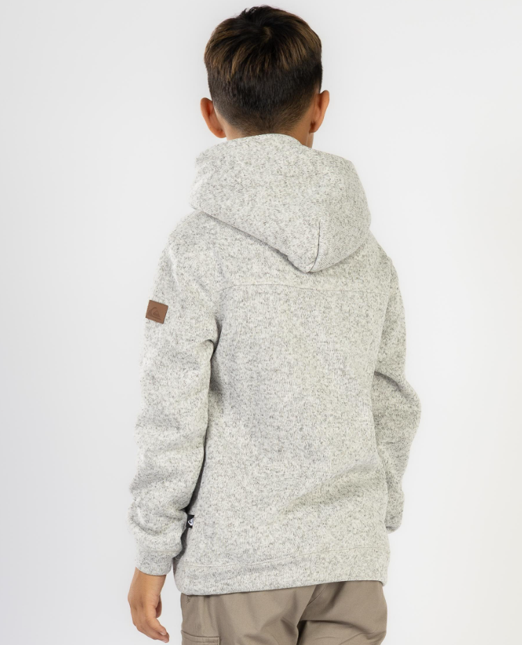 Quiksilver Youth Keller Hoodie in light grey heather on model from rear