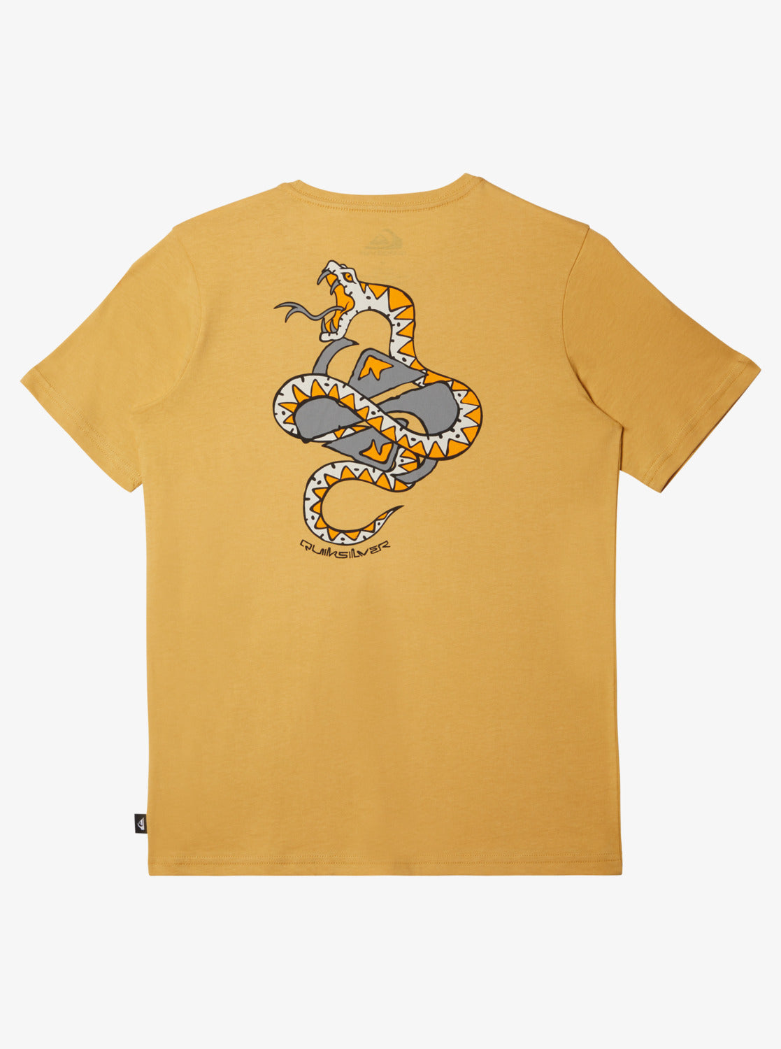 Quiksilver Youth Snake Skin Tee in fall leaf yellow colour from rear