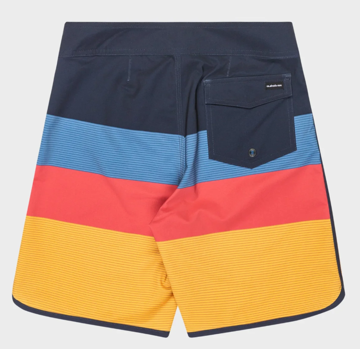 Quiksilver Surfsilk Scallop 17" Youth Boardshorts in tijuana yellow stripe from rear