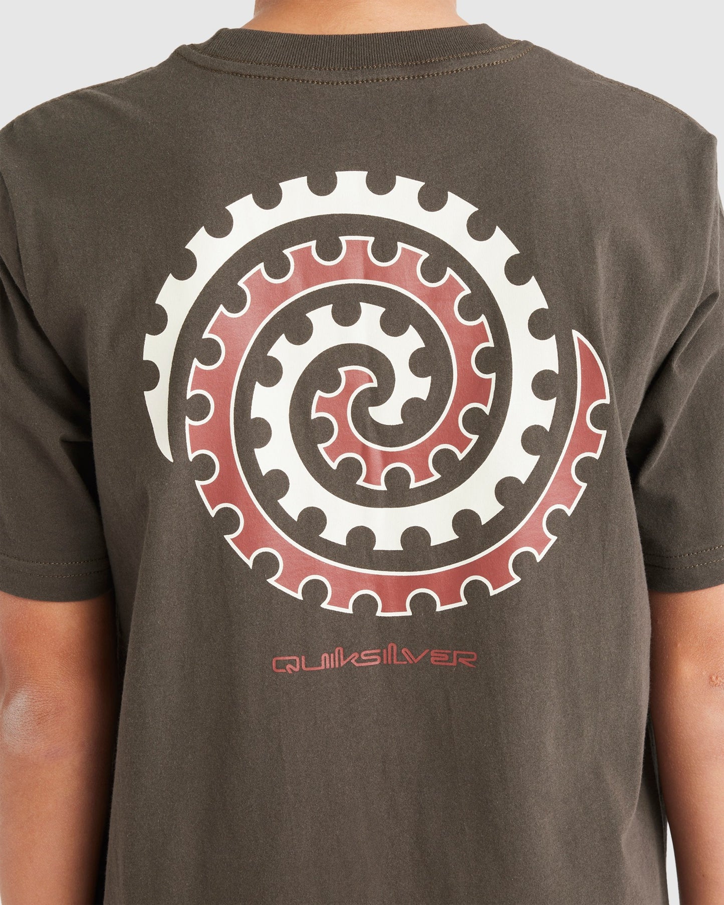 Quiksilver Youth Uru Kehu Butler Tee in turkish coffee colour from rear showing back print