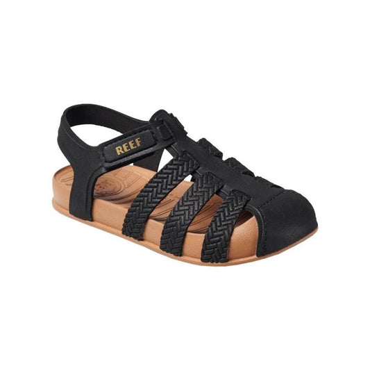 Reef Little Water Beachy Sandals in black and tan