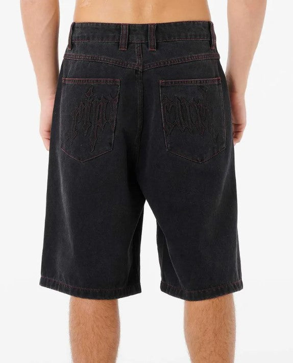 Rip Curl Archive Goth 23" Denim Shorts in black from rear