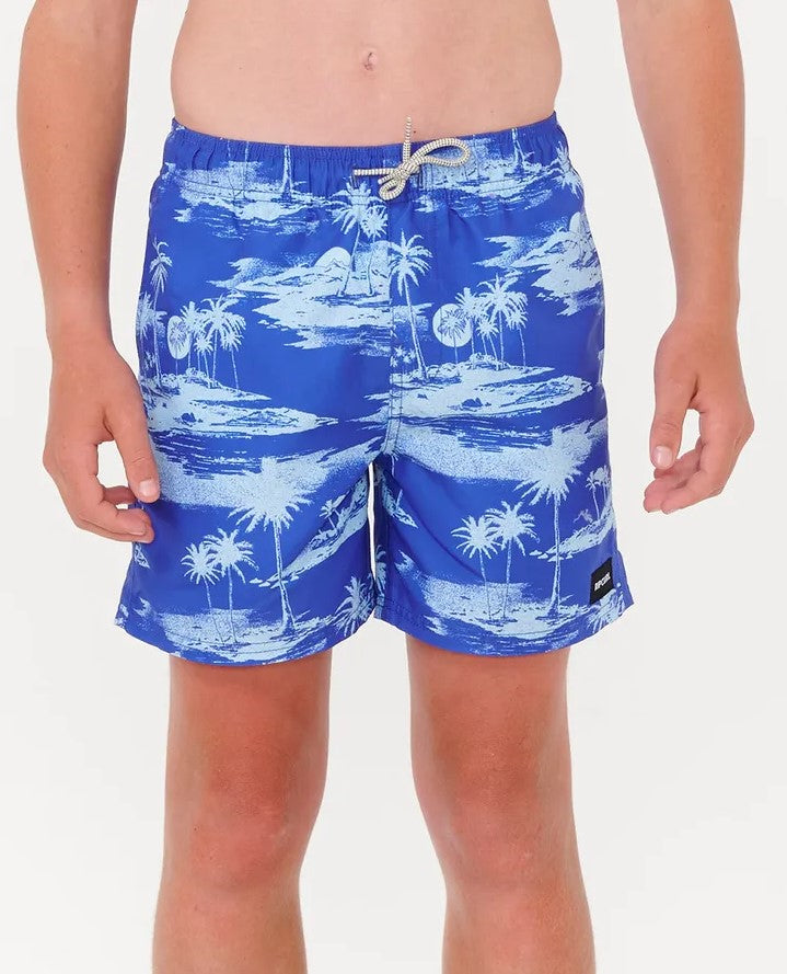 Rip Curl Boys Dreamers Volley Shorts in wild berry colourway from front