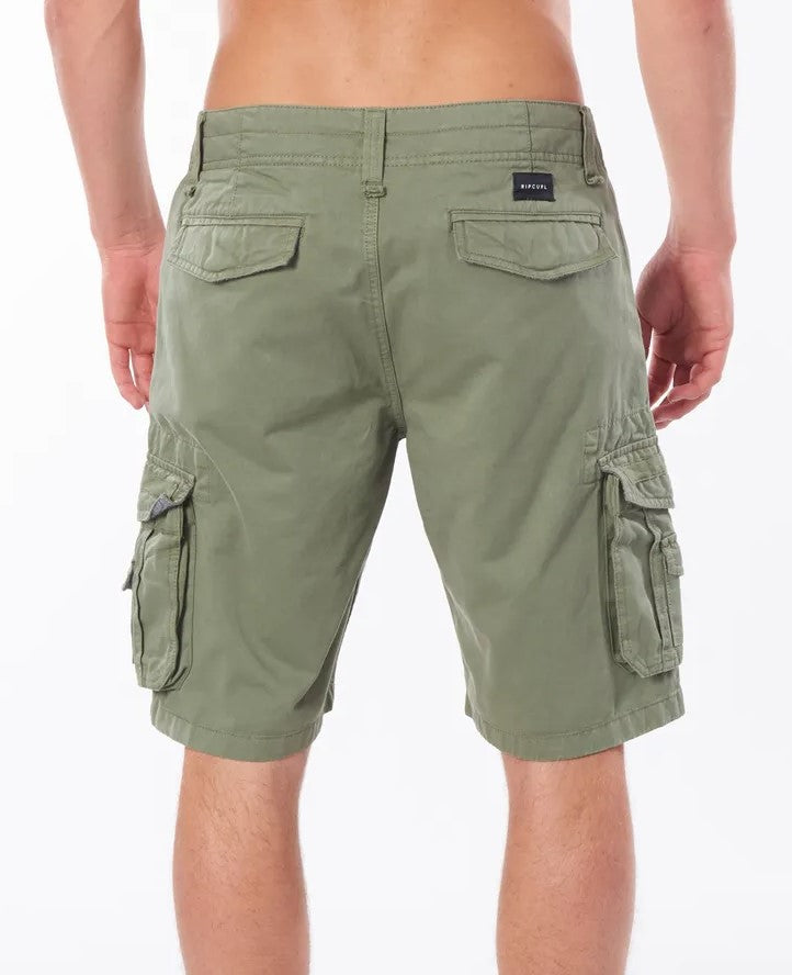 Rip Curl Classic Surf Trail Cargo Shorts in mid green from rear