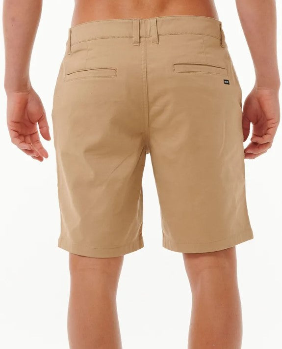 Rip Curl Classic Surf Chino Walkshorts in khaki close up from rear