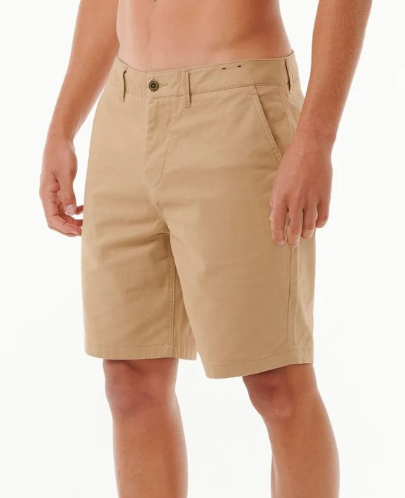 Rip Curl Classic Surf Chino Walkshorts close up from side in khaki