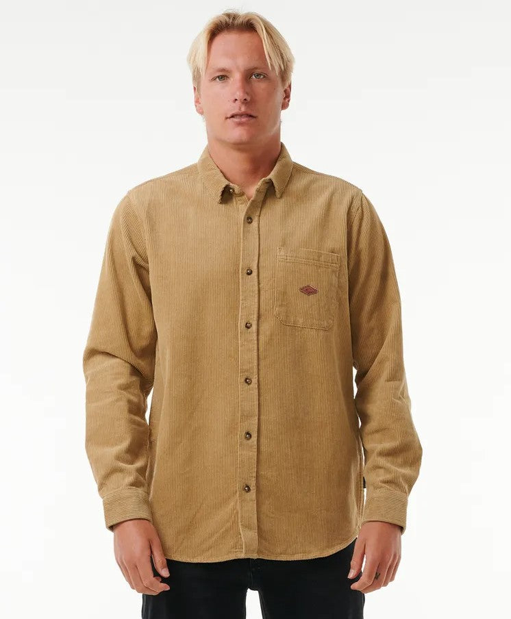 Rip Curl Classic Surf Cord L/Sl Shirt in dark khaki colourway